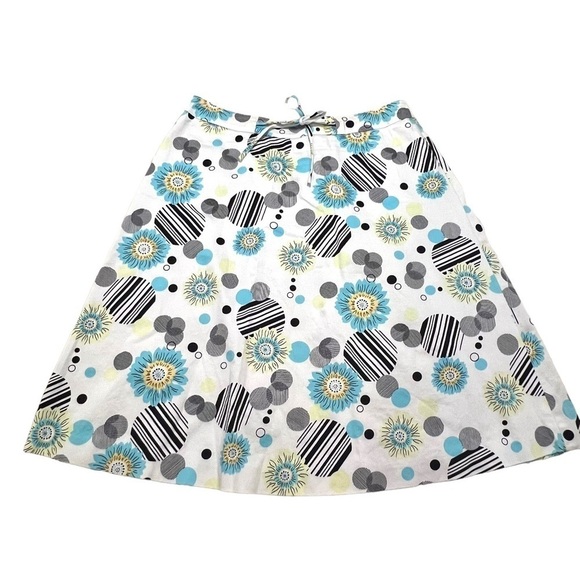 Talbots A-Line Skirt White Dots Blue Floral - Picture 1 of 11